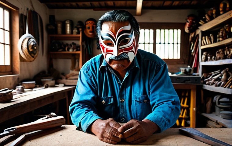 **
"A Guatemalan artisan meticulously crafting a wooden mask inspired by the Hero Twins from the Popol Vuh, in a brightly lit workshop filled with traditional tools, fully clothed, appropriate content, safe for work, perfect anatomy, natural proportions, professional, modest, family-friendly"
**