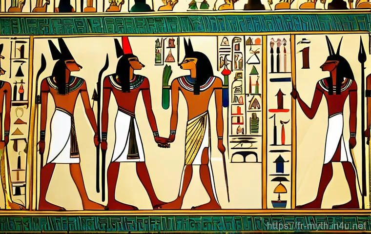 오시리스와 죽음의 신 - **Isis's Resolute Quest and the Sacred Embalming:**
    In a sacred and dimly lit chamber within an ...