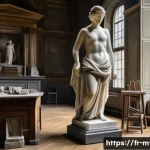 피그말리온과 갈라테이아 - A highly detailed scene of a classical sculptor&rsquo;s workshop in 19th century Paris, featuring an artis...
