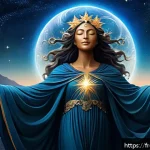 가이아와 우라노스 창세 신화 - A majestic and symbolic depiction of Gaia and Ouranos as primordial cosmic entities: Gaia portrayed ...
